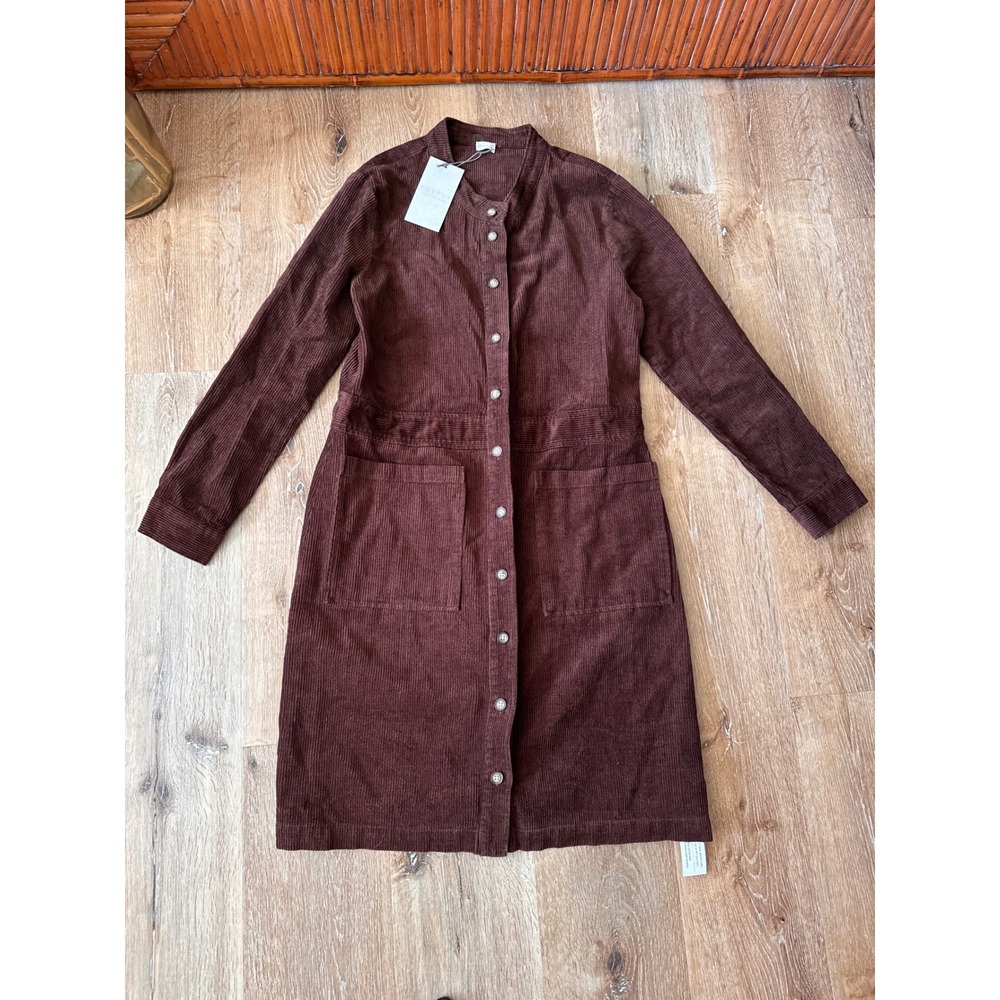 Poetry NWT Chocolate Brown Corduroy Hemp Cotton Yak Shirt Dress Size 6